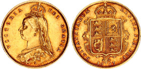 Great Britain 1/2 Sovereign 1887
KM# 766, Sp# 3869; Gold (.9167); Victoria; AUNC