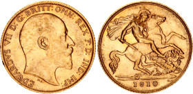 Great Britain 1 Sovereign 1910
KM# 805, Sp# 3969, N# 13226; Gold (.917) 3.99 g.; Edward VII; XF-AUNC