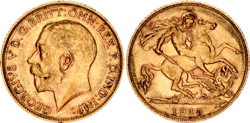 Great Britain 1 Sovereign 1915
KM# 820, Sp# 3996, N# 11463; Gold (.917) 3.99 g....