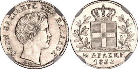 Greece 1/2 Drachma 1833 NGC MS 62
KM# 19, N# 18563; Silver; Othon; Munich Mint; UNC