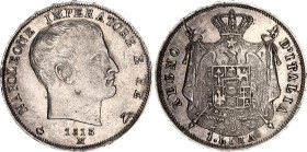 Italian States Kingdom of Napoleon 1 Lira 1813 M
C# 8.1; N# 8130; Silver; Napoleon (1805-1814); XF-AUNC