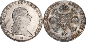Italian States Milan 1 Kronenthaler / Crocione 1792 M
KM# 236; Silver; Leopold II; AUNC, mint luster, rare condition.