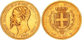 Italian States Sardinia 20 Lire 1851 B
KM# 146.1, Fr# 1146, C# 126.2, N# 3660; Gold (.900) 6.45 g.; Vittorio Emmanuele II; Torino Mint; XF/XF+