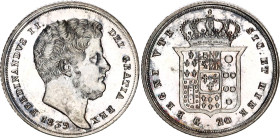 Italian States Two Sicilies 20 Grana 1839
KM# 332, N# 21557; Silver., Proof-like; Ferdinand II; UNC, with hairlines
