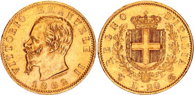 Italy 20 Lire 1862 T BN
KM# 10.1, N# 17714; Gold (.900) 6.45 g.; Vittorio Emmanuele II; Torino Mint; XF+/AUNC-