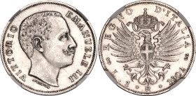 Italy 1 Lira 1902 R NGC MS 62
KM# 32, N# 6573; Silver; Vittorio Emanuele III; Rome Mint; UNC