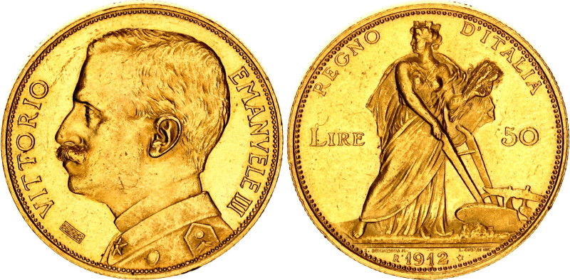 Italy 50 Lire 1912 R
KM# 49, N# 21249; Gold (.900) 16.87 g.; Vittorio Emanuele ...