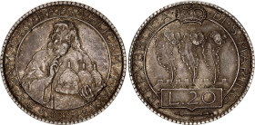 San Marino 20 Lire 1933 R
KM# 11, Pag# 344, N# 24563; Silver; Rome Mint; Mintage 10'000; UNC Toned