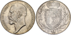 Liechtenstein 5 Kronen 1904
Y# 4, N# 11780; Silver; Johann II; AUNC/UNC with minor hairlines