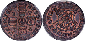 Liege 1 Liard 1750 PCGS MS 63 BN
KM# 155; Jean-Théodore of Bavaria; UNC with Red Mint Luster.