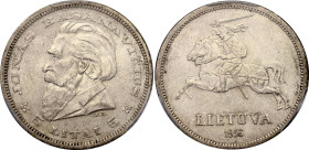 Lithuania 5 Litai 1936 PCGS MS 62
KM# 82, N# 12409; Silver; Jonas Basanavičius