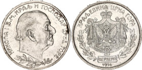 Montenegro 2 Perpera 1914 SS
KM# 20, N# 27589; Silver; Nicholas I; UNC