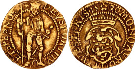 Netherlands West Friesland 1 Ducat 1590
KM# 8, Ver# 59.1, N# 207705; Gold (.986) 3.12 g.; "Hungarian Dukat"; XF