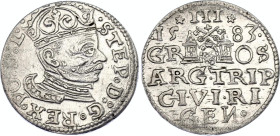 Poland Trojak / 3 Groszy 1583 R1
Iger R.83.1.d R1, Parchimowicz 203.a4; Silver; Stefan Batory (1575-1586); Riga (Ryga) Mint; XF
