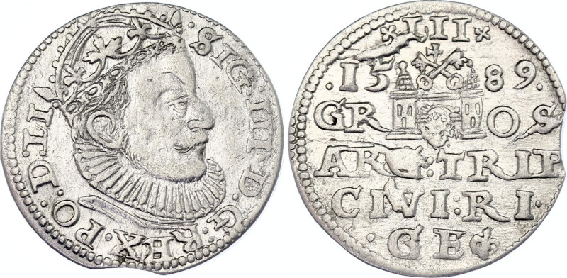 Poland Trojak / 3 Groszy 1589 GE R
Iger R.89.3.c R; Silver; Sigismund III Vasa ...