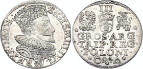 Poland Trojak / 3 Groszy 1594 R3
Iger M.94.2.a R3; Silver; Sigismund III Vasa (1587-1632); Marienburg (Malbork) Mint; XF