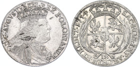 Poland Ort / 18 Groszy 1754 EC
KM# 148.2, Kahnt# 687a, N# 122954; Silver; August III; Leipzig (Lipsk) Mint; XF