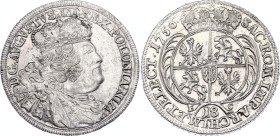 Poland Ort / 18 Groszy 1756 EC
KM# 148.2, Kopicki# 2115, Kahnt# 689c, N# 122954; Silver; August III; Leipzig (Lipsk) Mint; XF