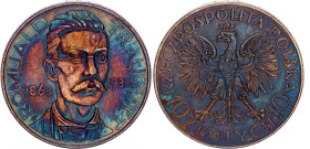 Poland 10 Zlotych 1933
Y# 24; Silver; 70th Anniversary of 1863 Insurrection - Romuald Traugutt; XF/AUNC with amazing toning