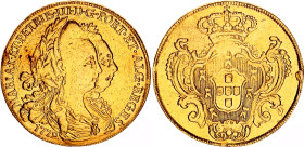 Portugal 4 Escudos / 1 Peca 1779
KM# 271, N# 25670; Gold (.917) 14.30 g.; Maria I & Pedro III; VF-XF Unmounted