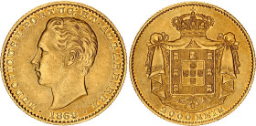 Portugal 2000 Reis 1868
KM# 518, N# 35100; Gold (.917) 3.54 g.; Luiz I; Mintage 24000 pcs; XF/AUNC