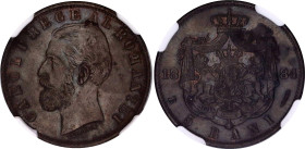 Romania 5 Bani 1884 B NGC MS 62 BN
KM# 19, N# 3900; Copper; Carol I
