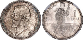 Romania 1 Leu 1914 NGC MS 65
KM# 42, N# 9550; Silver; Carol I