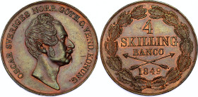 Sweden 4 Skilling Banco 1849
KM# 672, N# 37282; Oscar I; UNC, mint luster remains