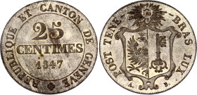 Switzerland Geneva 25 Centimes 1847 NGC MS 66
KM# 135, N# 19778; Billon; UNC. Unbeliavable condition.