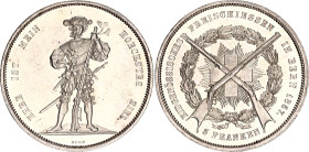 Switzerland 5 Francs 1857 Bern Shooting Commemorative Issue
X# S4; Richter SS# 181; Dav. 378; KrSwiss# 51, N# 27038; Silver 24.79 g.; Bern Shooting F...