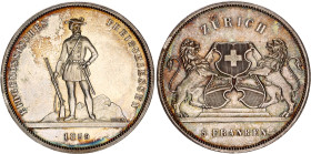 Switzerland 5 Francs 1859 Zurich Shooting
X# S5; HMZ 2# 1343c; Richter SS# 1723; Dav ECT# 379; KrSwiss# 347; Silver; Zürich Shooting Festival; Beauti...