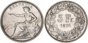 Switzerland 5 Franc 1874 B.
KM# 11, Schön# 23, Y# 29, N# 191; Silver; Brussels Mint; XF