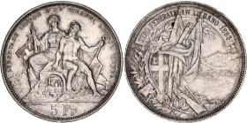 Switzerland 5 Francs 1883 Lugano Shooting
X# S16; HMZ 2# 1343n; Richter SS# 1373; Dav. 390; KrSwiss# 236; N# 25647; Silver; Lugano Shooting Festival;...