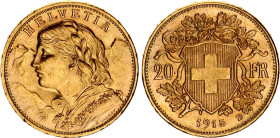 Switzerland 20 Francs 1915 B
KM# 35.1, N# 7497; Gold., 6.46 g.; Vreneli; UNC.