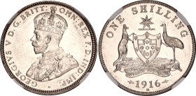 Australia 1 Shilling 1916 M NGC MS 62
KM# 26, N# 10525; Silver; George V; Melbourne Mint; UNC