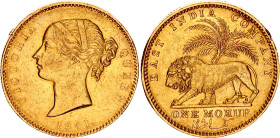 British India 1 Mohur 1841
KM# 462.3 (small date), N# 15710; Gold (.917) 11.66 g.; Victoria; Calcutta Mint; AUNC