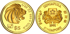 Singapore 5 Dollars 1991
KM# 87, N# 124795; Gold (.9999) 1.55 g.; UNC