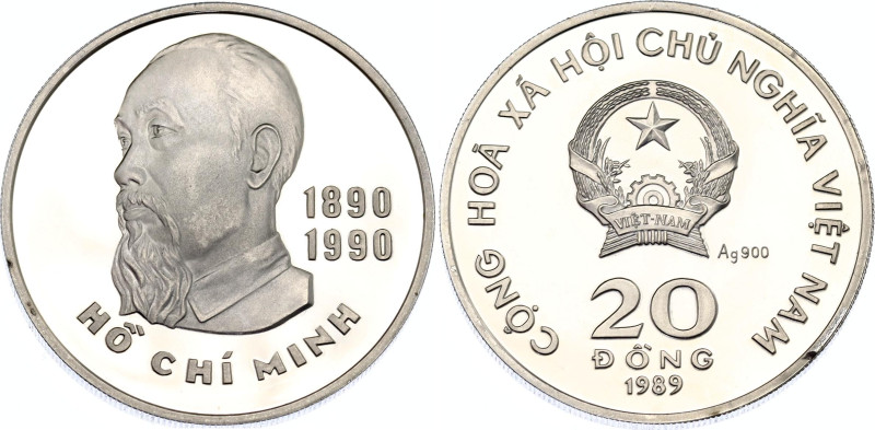 Vietnam 20 Dong 1989
KM# 40a; Silver; 100th Anniversary of the Birth of Ho Chi ...