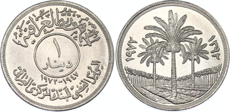 Iraq 1 Dinar 1972 AH 1392
KM# 137, N# 31153; Silver; 25th Anniversary of the Ce...