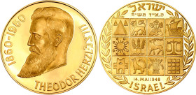 Israel Gold Medal Theodor Herzl 1960
Gold 15.59 g., Proof; 100th anniversary of the birth of Theodor Herzl. The reverse contains the emblems of the T...