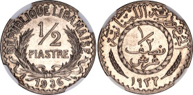 Lebanon 1/2 Piastre 1936 NGC MS 63
KM# 9, N# 7443; Copper-nickel; With full mint luster