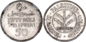 Palestine 50 Mils 1935 NGC MS 63
KM# 6, N# 8550; Silver; UNC