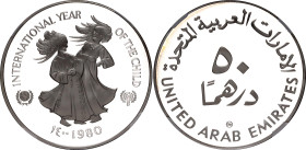 United Arab Emirates 50 Dirhams 1980 AH 1400 NGC PF 69 Ultra Cameo
KM# 7, N# 50442; Silver., Proof; Zayed bin Sultan Al Nahyan; International Year of...