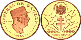 Chad 10000 Francs 1960 (1970) Essai NGC PF 64 RD ULTRA CAMEO
KM# E1, N# 69615; Copper; 10th Anniversary of Independence - General De Gaulle; Paris Mi...