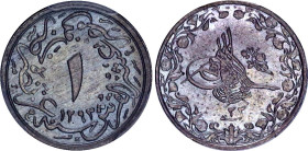 Egypt 1/10 Qirsh 1907 H AH 1293//33 PCGS MS 66
KM# 289, N# 9189; Copper-nickel; Abdul Hamid II; With amazing toning