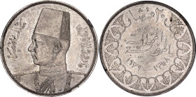 Egypt 20 Piastres 1939 AH 1358 PCGS MS 62
KM# 368, N# 34276; Silver; Farouk