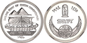 Egypt 5 Pounds 1994 AH 1415 NGC PF 69 Ultra Cameo
KM# 971, N# 58771; Silver., Proof; Boat of Queen Chnemtamun