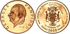 Gabon 5000 Francs 1971 Essai
KM# E5; Copper Alluminium, Proof; French president visiting Gabon; UNC, with hairlines