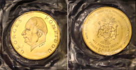 Gabon 5000 Francs 1971
KM# 11, N# 90943; Gold (.900) 17.5 g.; French president visiting Gabon; UNC, Proof in bank sealing.