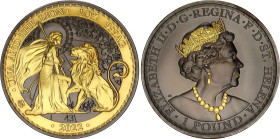 Saint Helena 1 Pound 2022
Silver (.999) 1 Oz 38.6 mm., Black Ruthenium Edition and 24 Kt Yellow Gold; Elizabeth II; "Una and the Lion"; Mintage 50 pc...